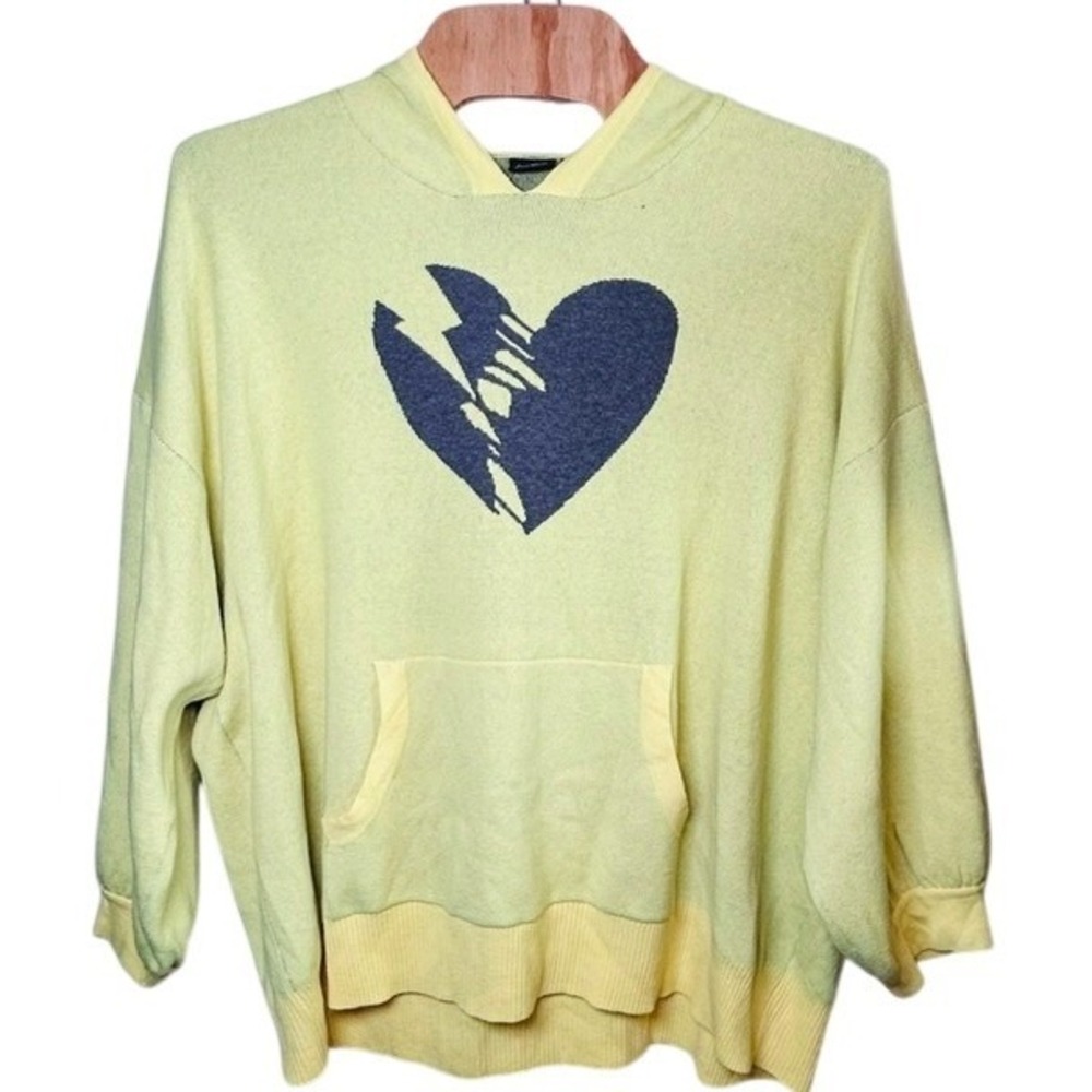 NWT Torrid Luxe Cozy Lovesick Yellow Heart Pullover Crop Hooded Sweater 6X $79
